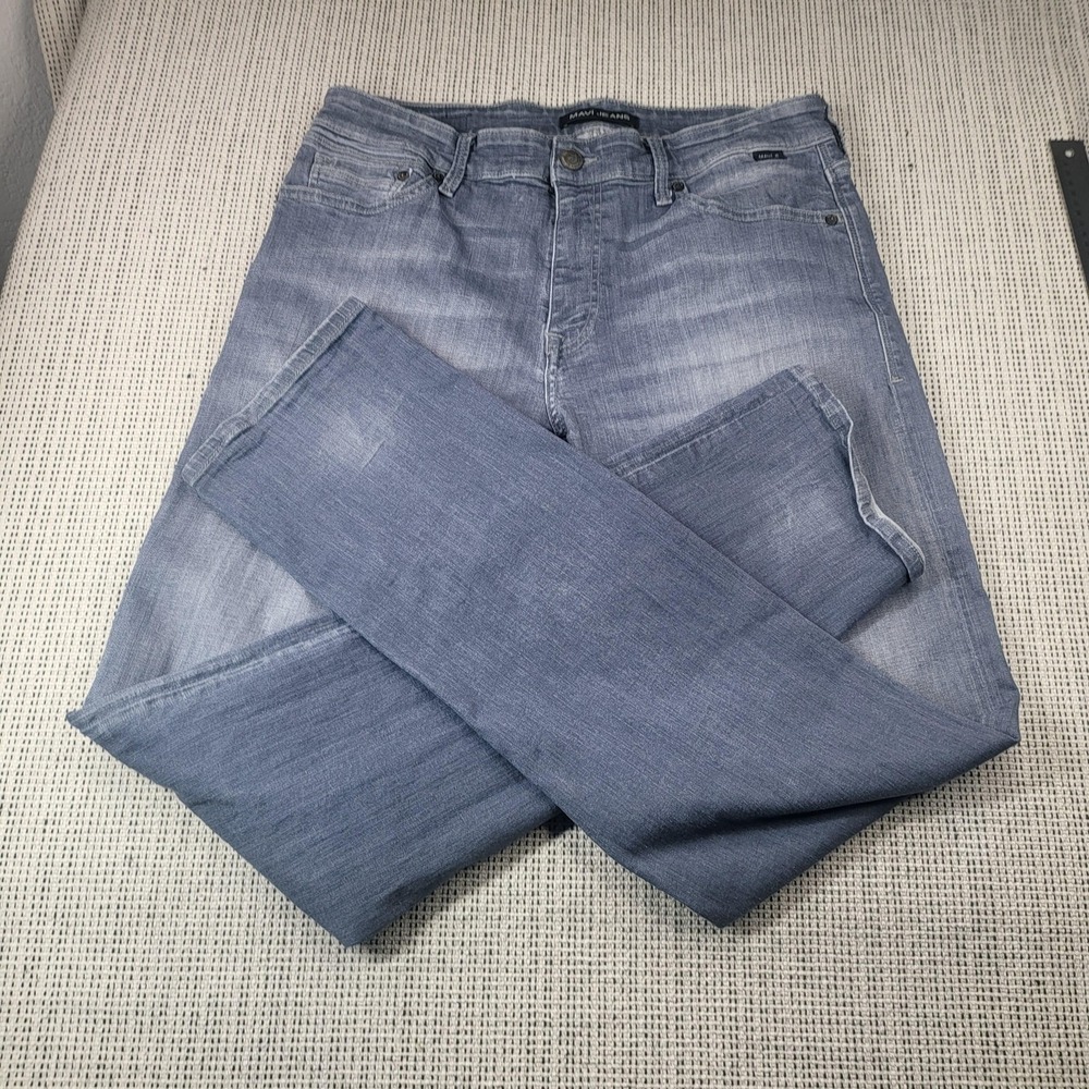 Mavi Jeans Mens 34x34 Blue Light Wash Straight Stretch Denim‎ Pants Casual